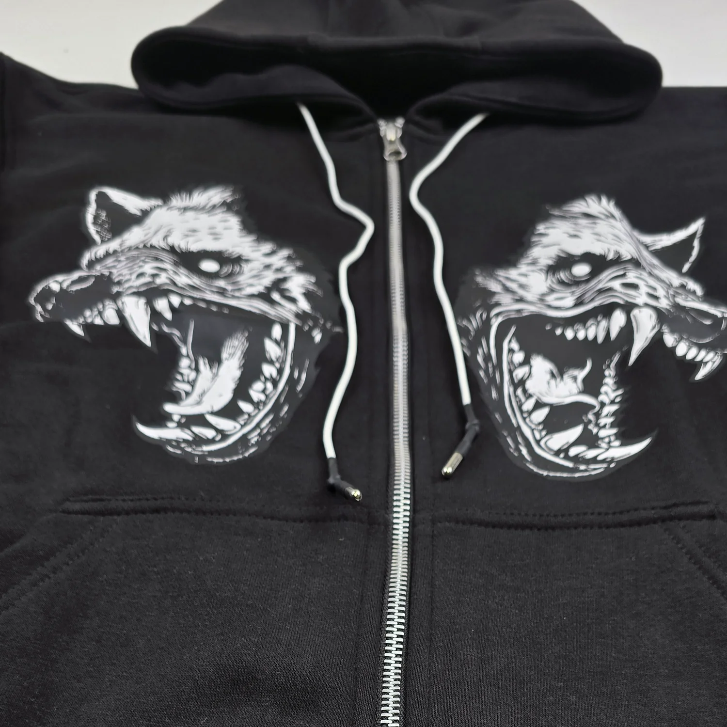 Cerberus Zip Up Hoodie Black - Image 4