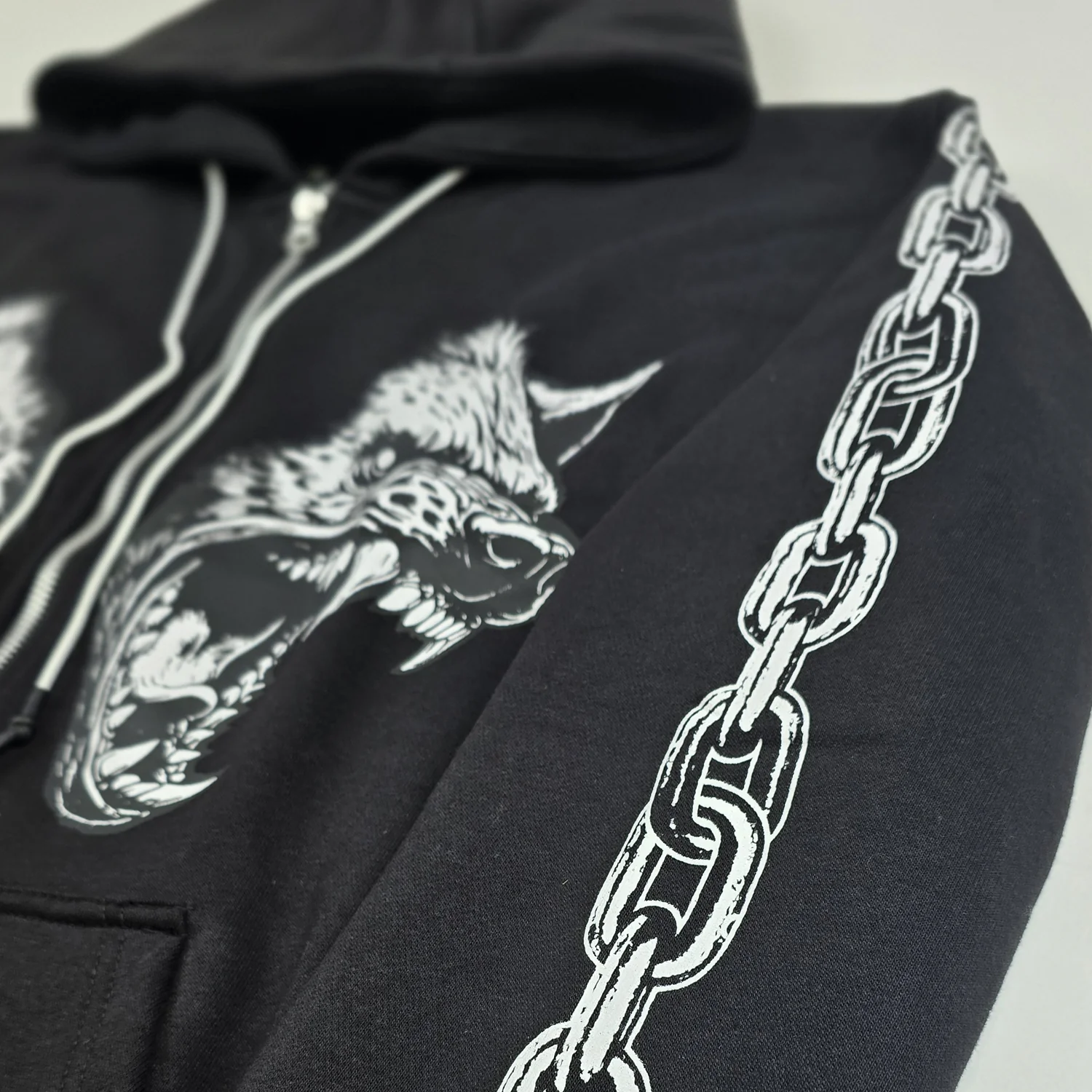 Cerberus Zip Up Hoodie Black - Image 5