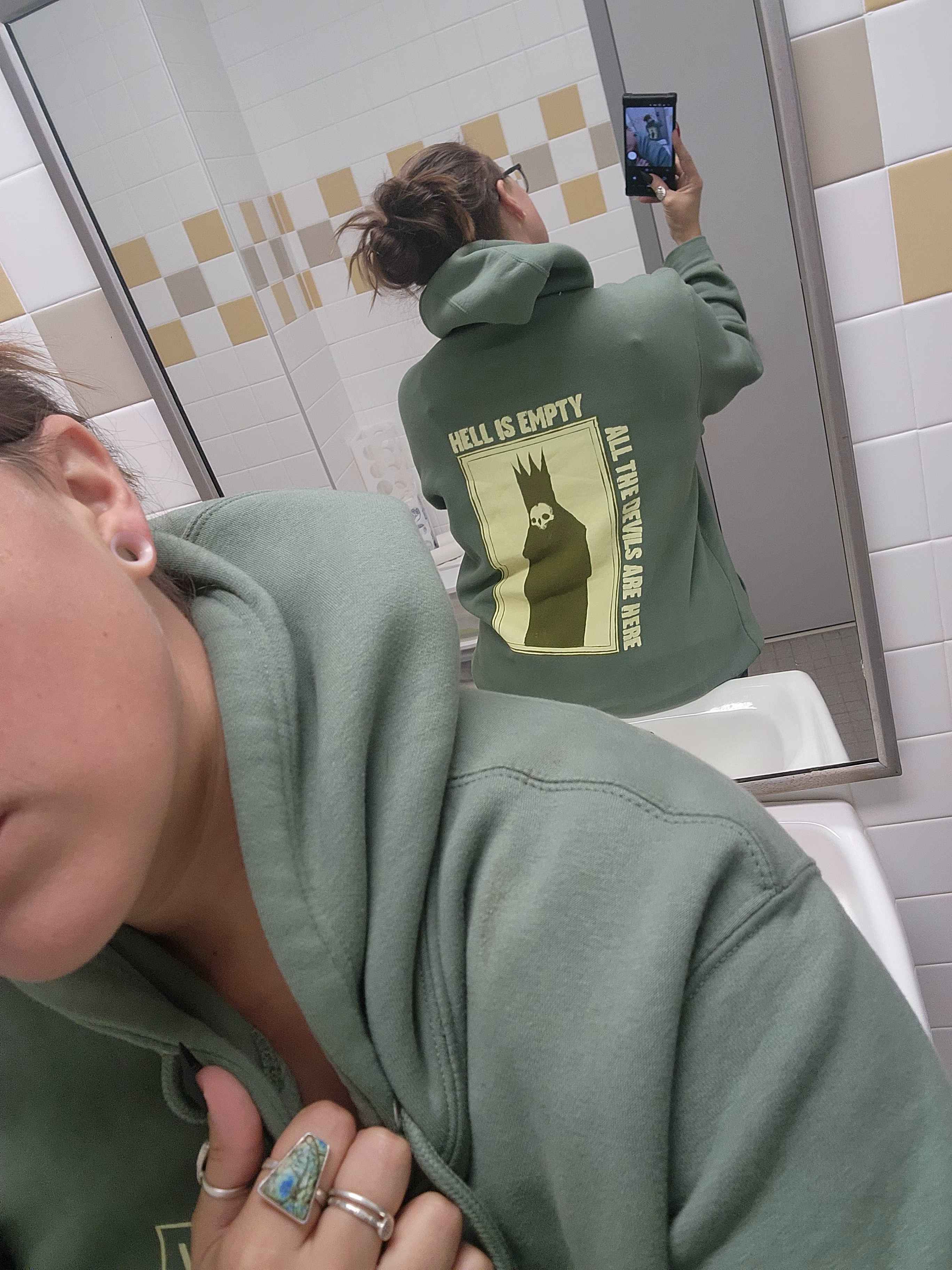 Hell is Empty Pullover Hoodie Sage - Image 3