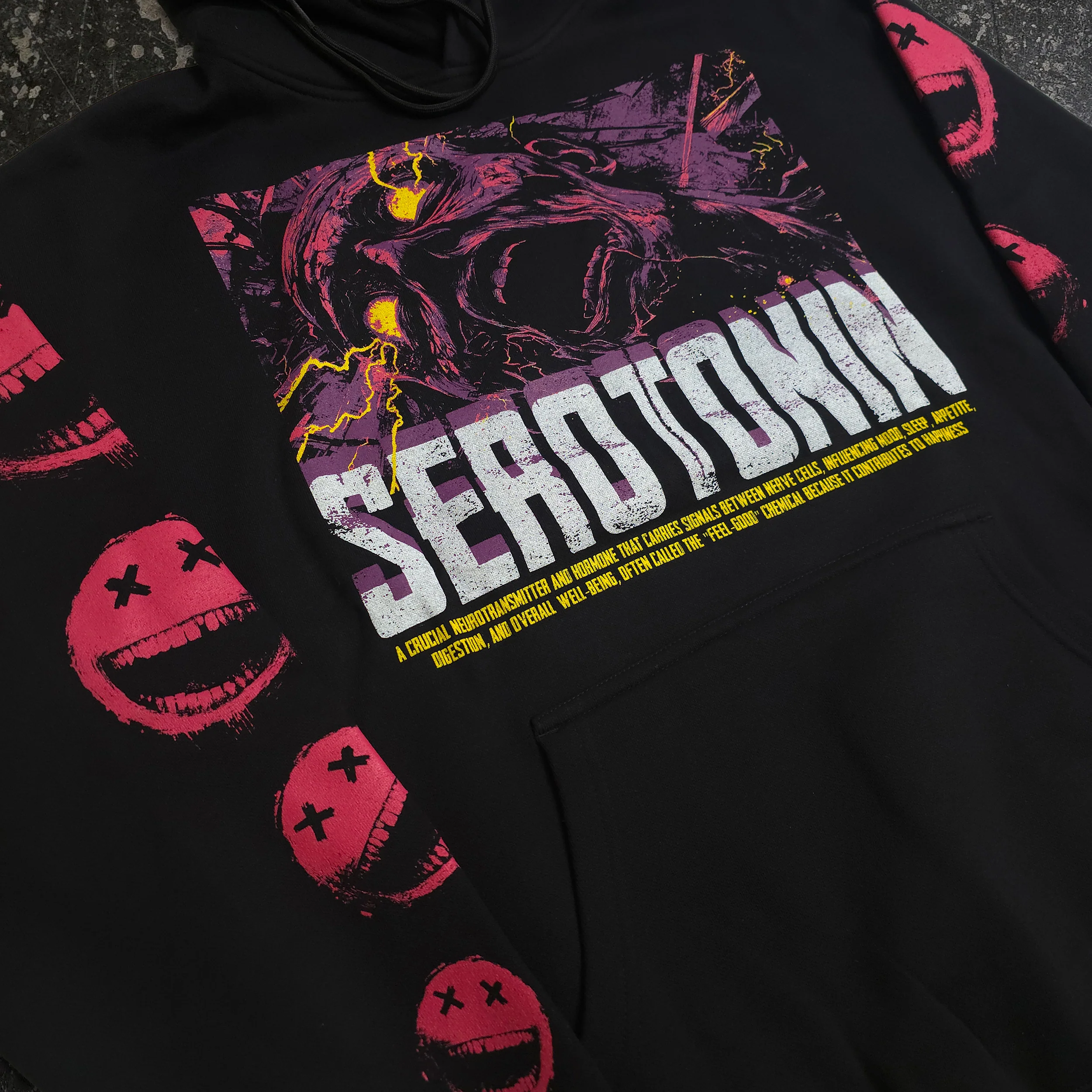 Serotonin Pullover Hoodie Black - Image 4